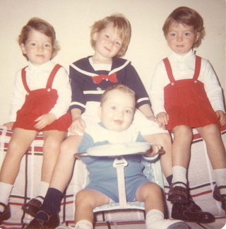Sharron in center age 5, George in front with Moreen and Doreen