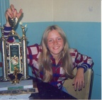 Sharron,age 15, with floor hockey trophy from Boys and Girls Club